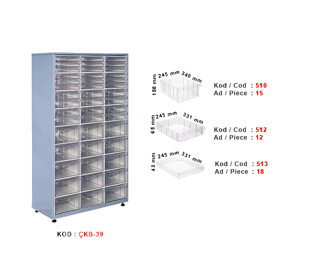 ÇKB-39 Tek yönlü çekmeceli stand
