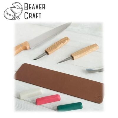 BeaverCraft LS7P03 Deri Parlatma Kayışı ve Macunu Seti, 4 Parça