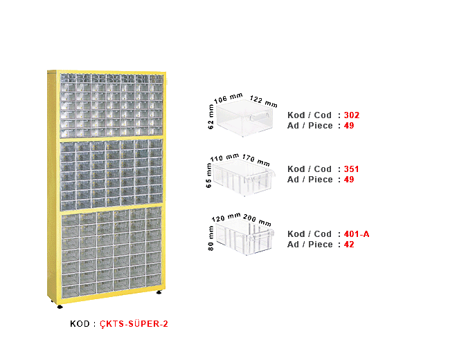 ÇKTS-SÜPER-2 Tek yönlü çekmeceli stand