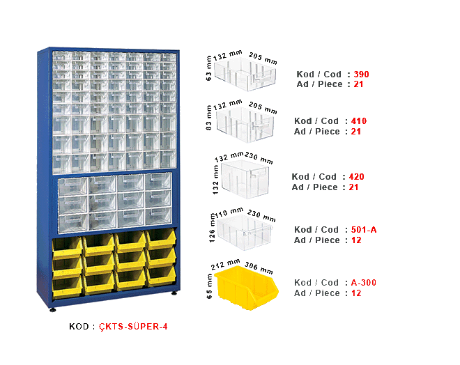 ÇKTS-SÜPER-4 Tek yönlü çekmeceli stand