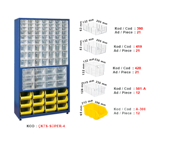 ÇKTS-SÜPER-4 Tek yönlü çekmeceli stand