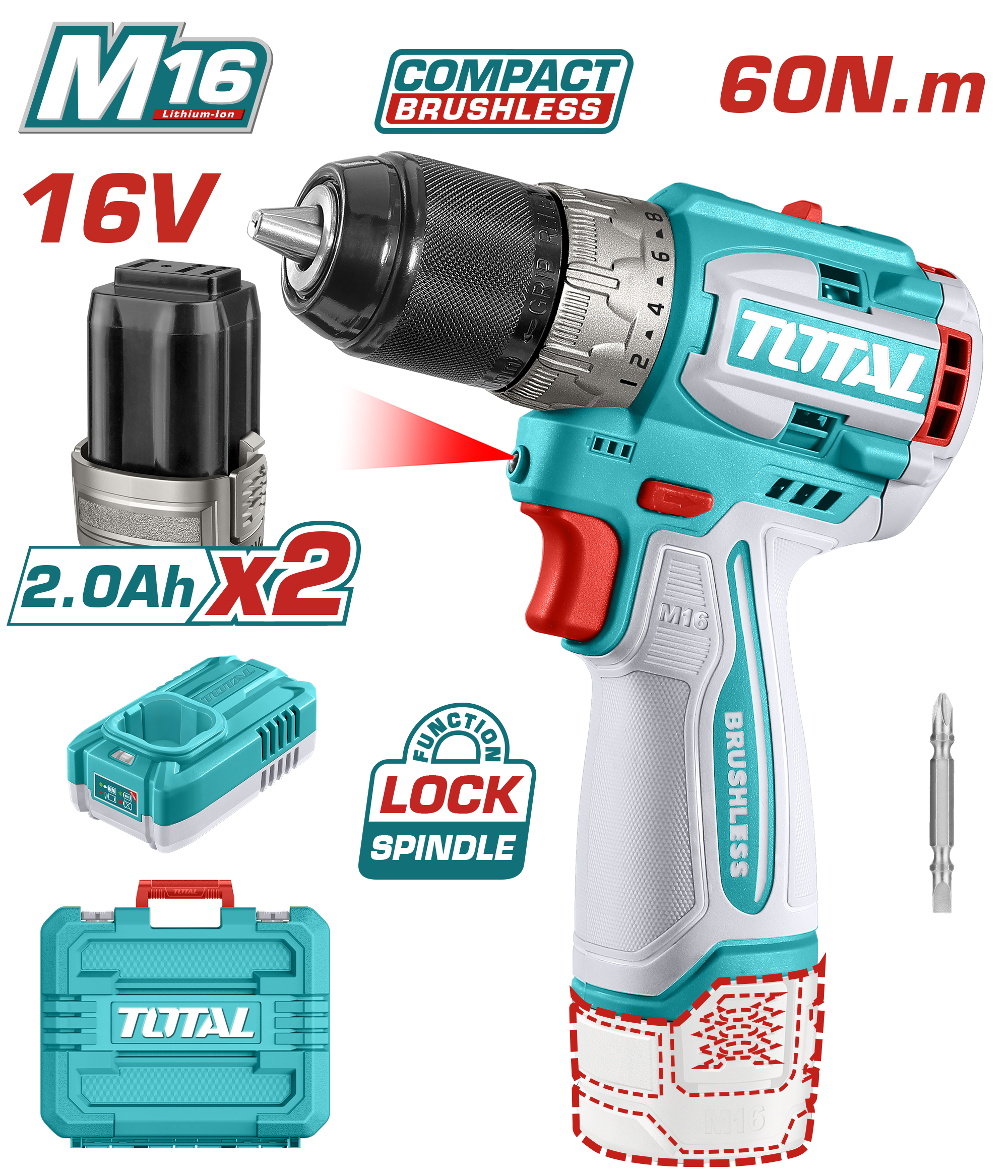 TOTAL LI-ION AKÜLÜ KÖMÜRSÜZ MATKAP  TDLI16682