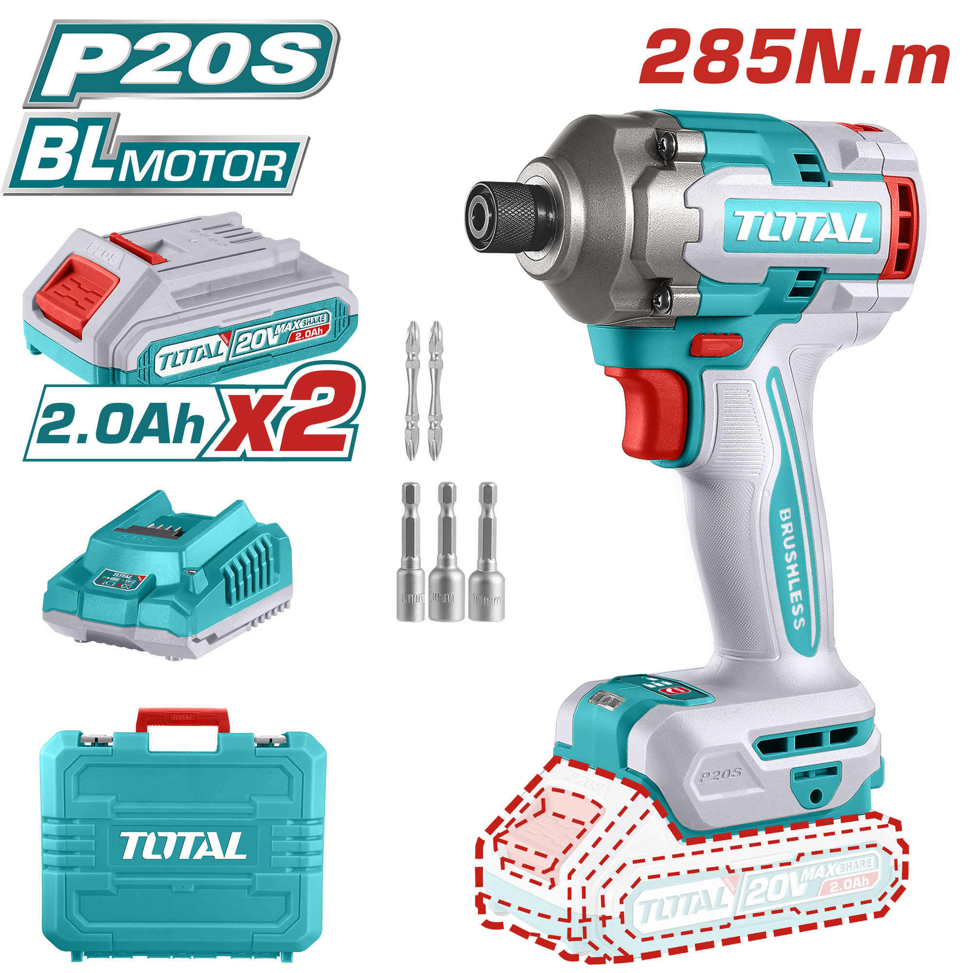 TOTAL  LI-ION AKÜLÜ KÖMÜRSÜZ DARBELİ VİDALAMA  TIRLI2028