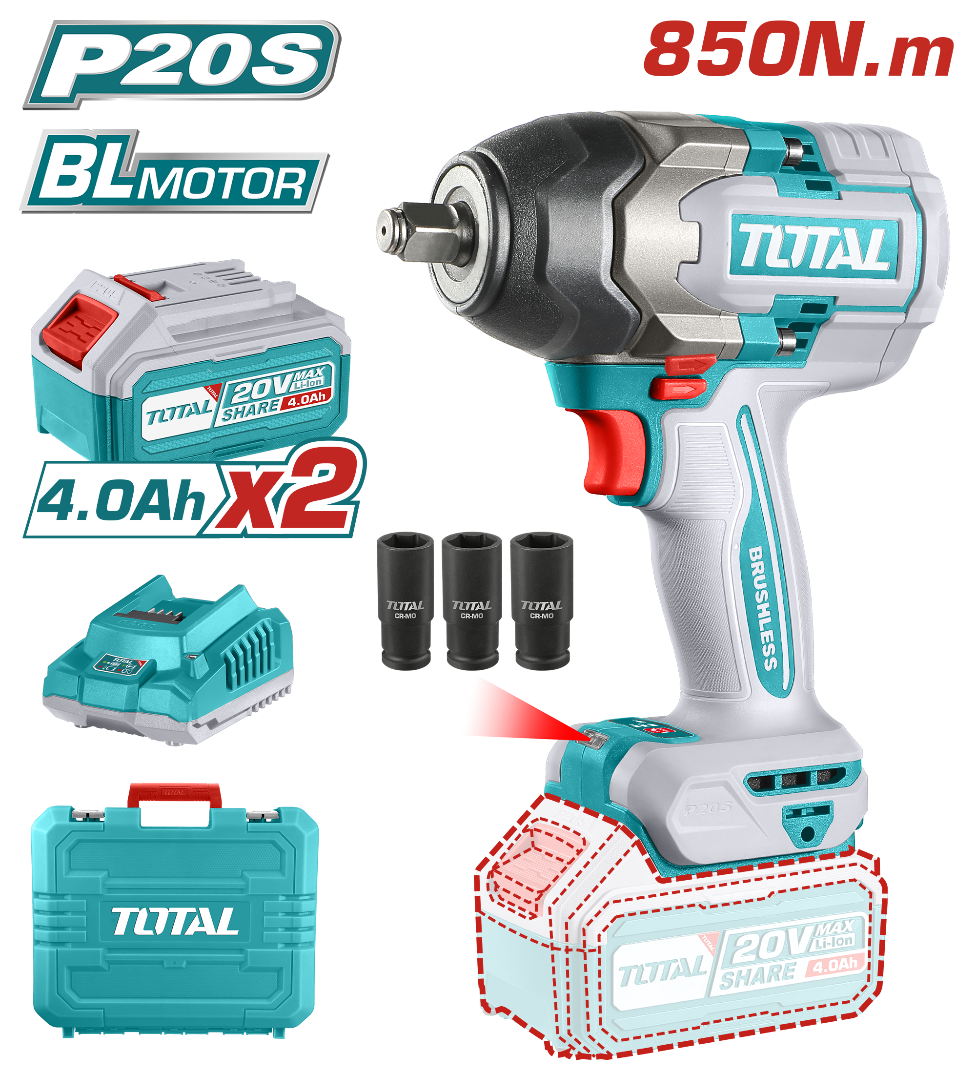 TOTAL  LI-ION AKÜLÜ KÖMÜRSÜZ SOMUN SIKMA  TIWLI2085E