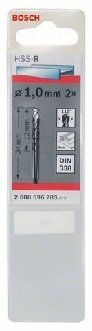 Metal matkap ucu HSS-R, DIN 338 1.0mm