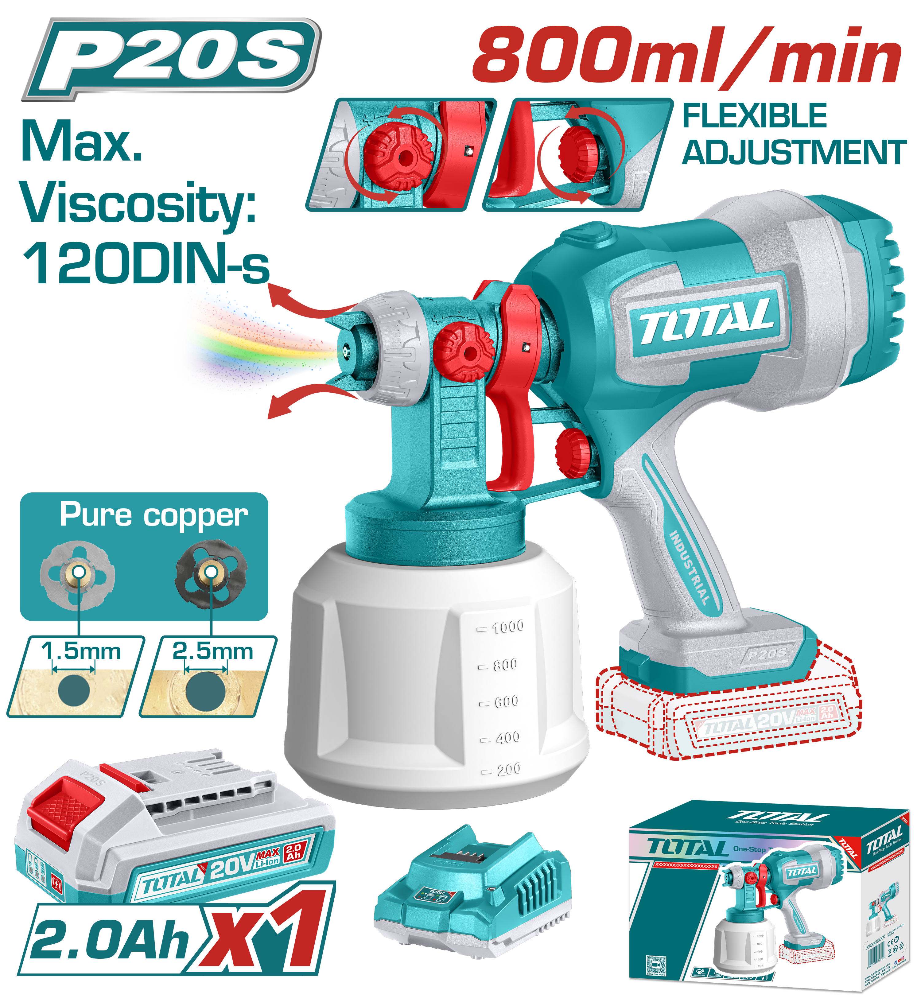 TOTAL  LI-ION AKÜLÜ BOYA TABANCASI  TSGLI20042E