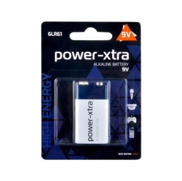 Power-Xtra 6LR61/9V Size Alkaline Pil - Tekli Blister