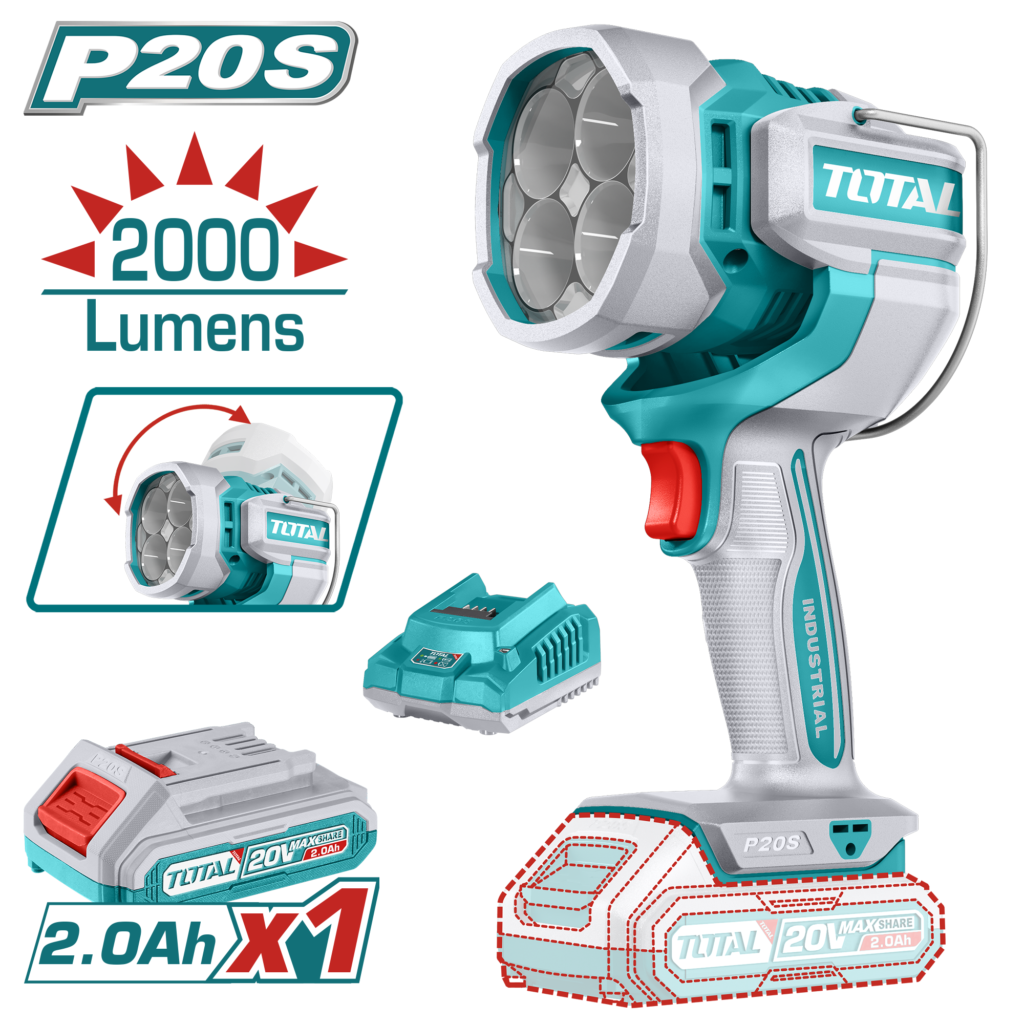 TOTAL  LI-ION AKÜLÜ ÇALIȘMA IȘIĞI  TWLI2088E