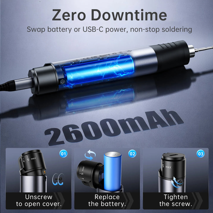 FNIRSI HS-03 Kablosuz Şarjlı Kalem Havya (2600mAh Değiştirilebilir Pil, 100-450°C)
