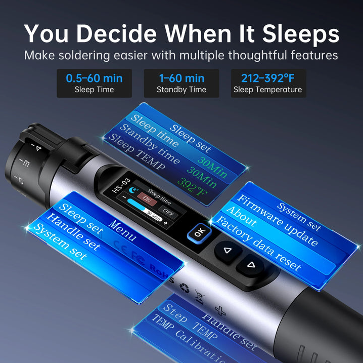 FNIRSI HS-03 Kablosuz Şarjlı Kalem Havya (2600mAh Değiştirilebilir Pil, 100-450°C)