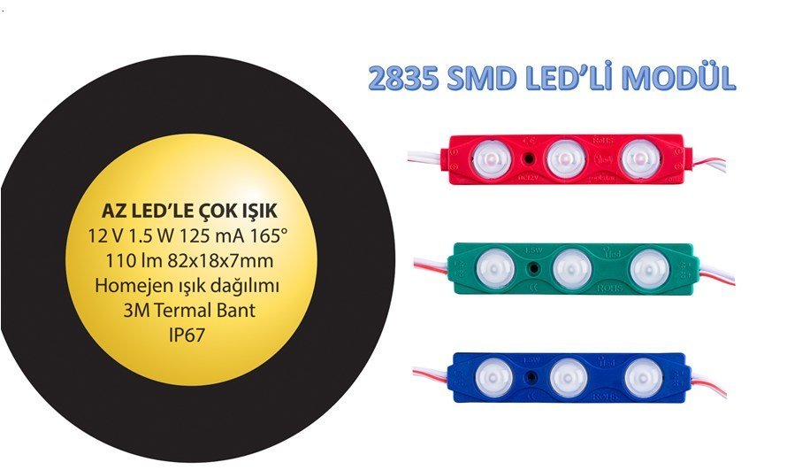 2835 SMD MODÜL LED BÜYÜK KASA Kırmızı