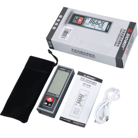 SW-B40 Geniş Yatay Göstergeli Metal Lazermetre | 40 Metre | Şarj Edilebilir
