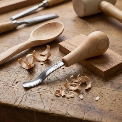 BeaverCraft P8A/14 Avuç İçi Kısa Eğri Oluklu Ahşap Oyma Iskarpelası, 14 mm