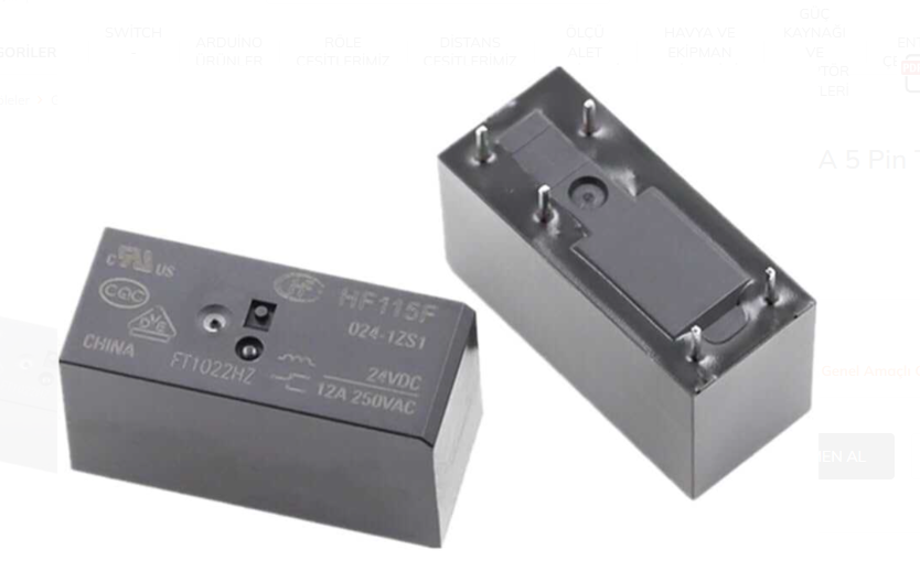 HF115F/024-1ZS1 24VDC 12A 5 Pin Tek Kontak Röle