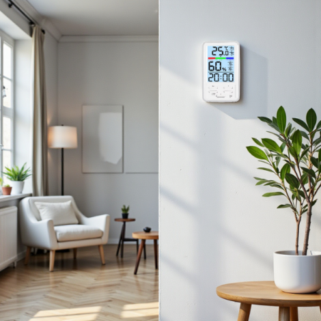 Loyka D7 Sıcaklık ve Nem Ölçer | Saat Göstergesi | Arka Işıklı Ekran