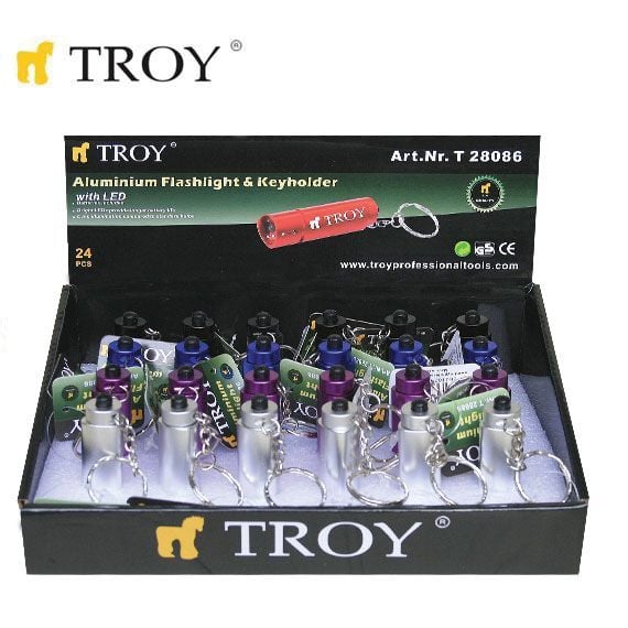 TROY 28086 Mini El Feneri ve Anahtarlık (24 Adet, Standlı)