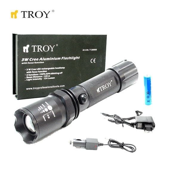 TROY 28085 Şarjlı El Feneri (3W - CREE LED)