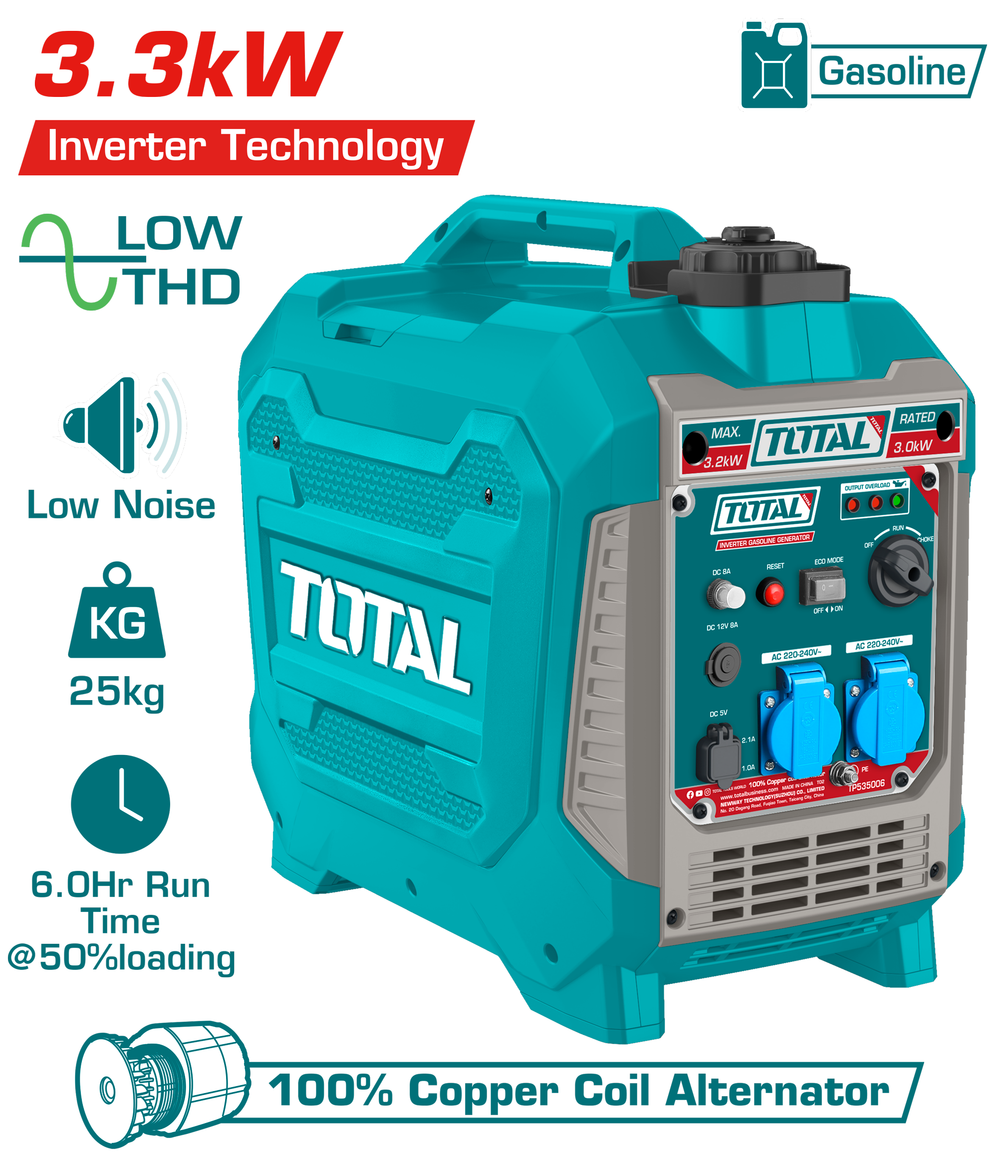 TOTAL BENZİNLİ JENERATÖR 3.3 KW  TP535006
