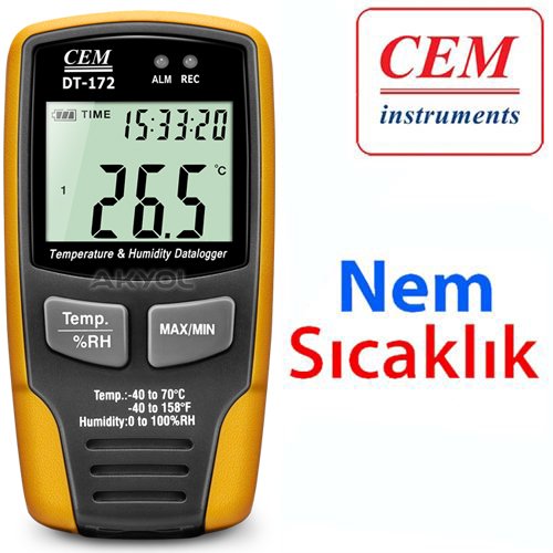 CEM DT-172 Sıcaklık ve Nem Kayıt Cihazı