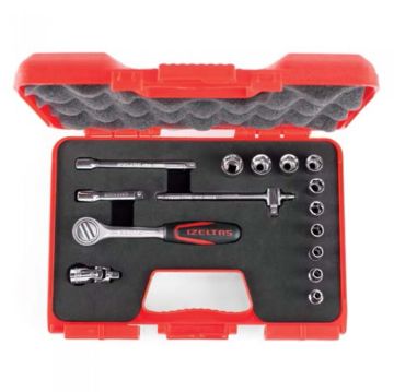 İZELTAŞ  1107 00 6015   1/4” Altı Köşe Lokma Anahtar Takımı (15 parça, mm)
