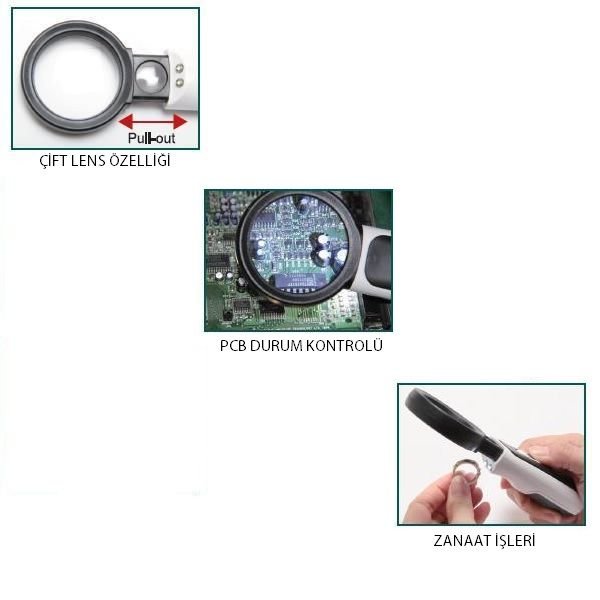Proskit MA-023 Led Lambalı Büyüteç (3.5X/20X)