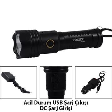 Police PS-65 Cree Power XML T6 Led Şarj Edilebilir El Feneri (İ)