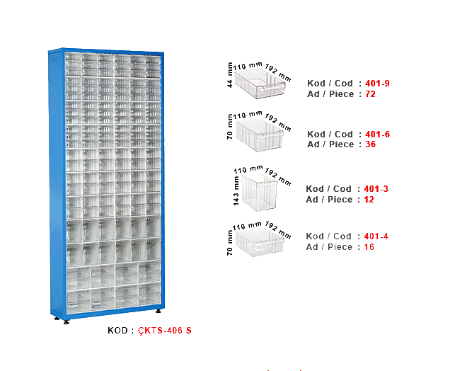 ÇKTS-406-S Tek yönlü çekmeceli stand