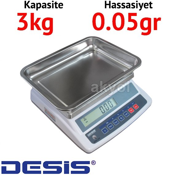 Desis AHW Çukur Kefeli Hassas Terazi - Hassasiyet 0.05 gr. Max: 3 kg.