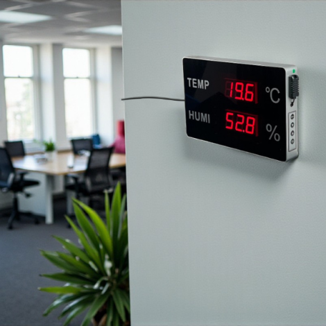HUATO  HE218A-TH Büyük LED Ekranlı Endüstriyel Sıcaklık ve Nem Ölçer