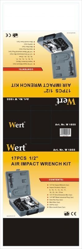 WERT 1855 Havalı Somun Sıkma Seti (1/2'', 17 Parça)