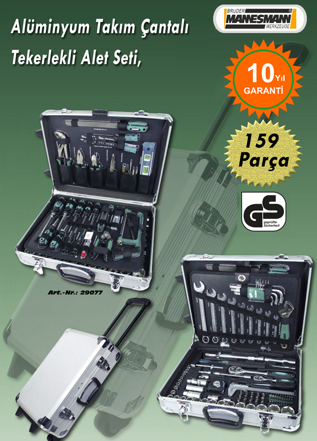 Mannesmann 29077 Alüminyum Takım Çantalı Alet Seti, 159 Parça