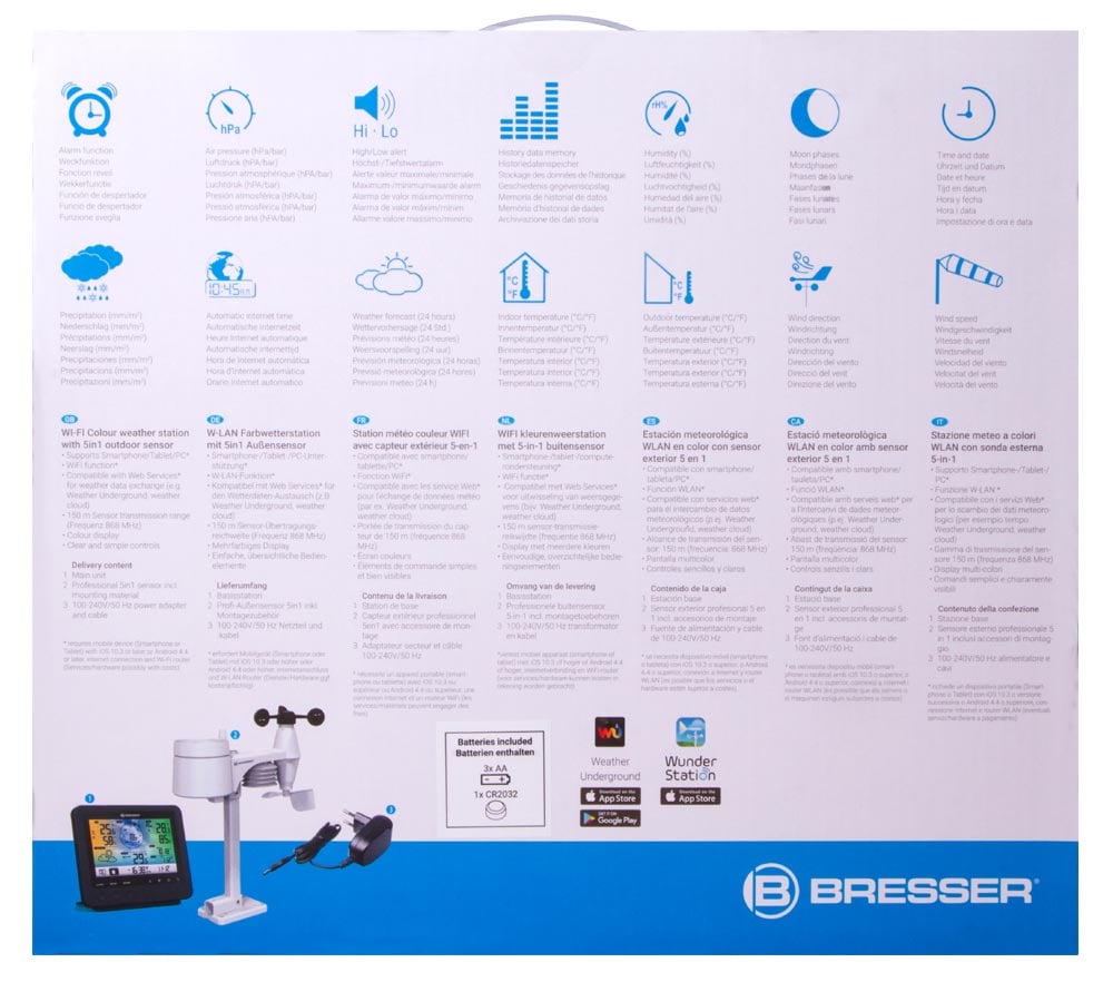 Bresser 5-in-1 Wi-Fi Weather Station with Colour Display, black
