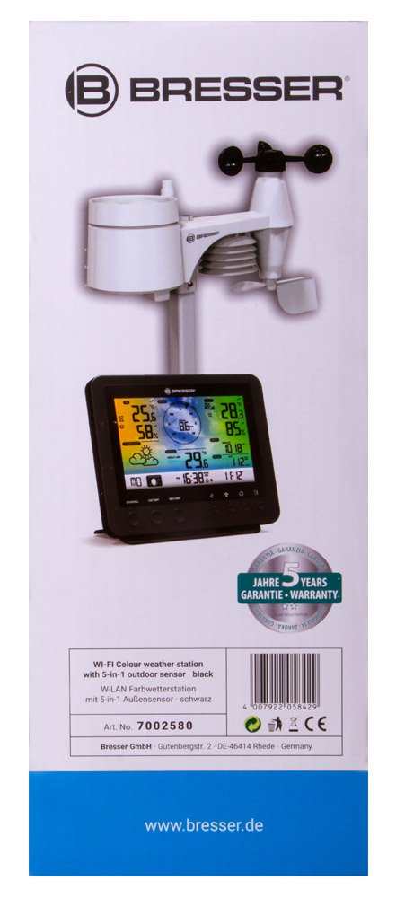 Bresser 5-in-1 Wi-Fi Weather Station with Colour Display, black