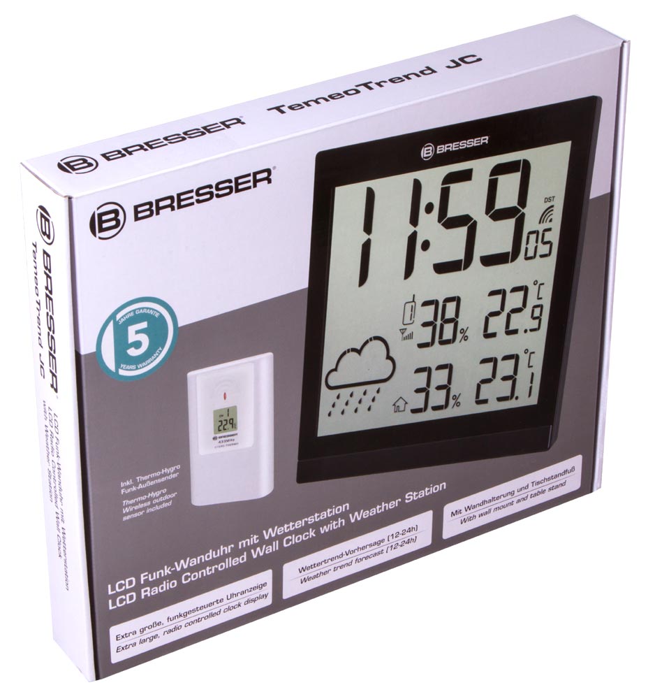 Bresser TemeoTrend JC LCD RC Weather Station (Wall clock), black