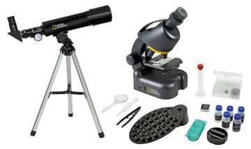 Bresser National Geographic Set: 50/360 AZ Telescope and 40x–640x Microscope