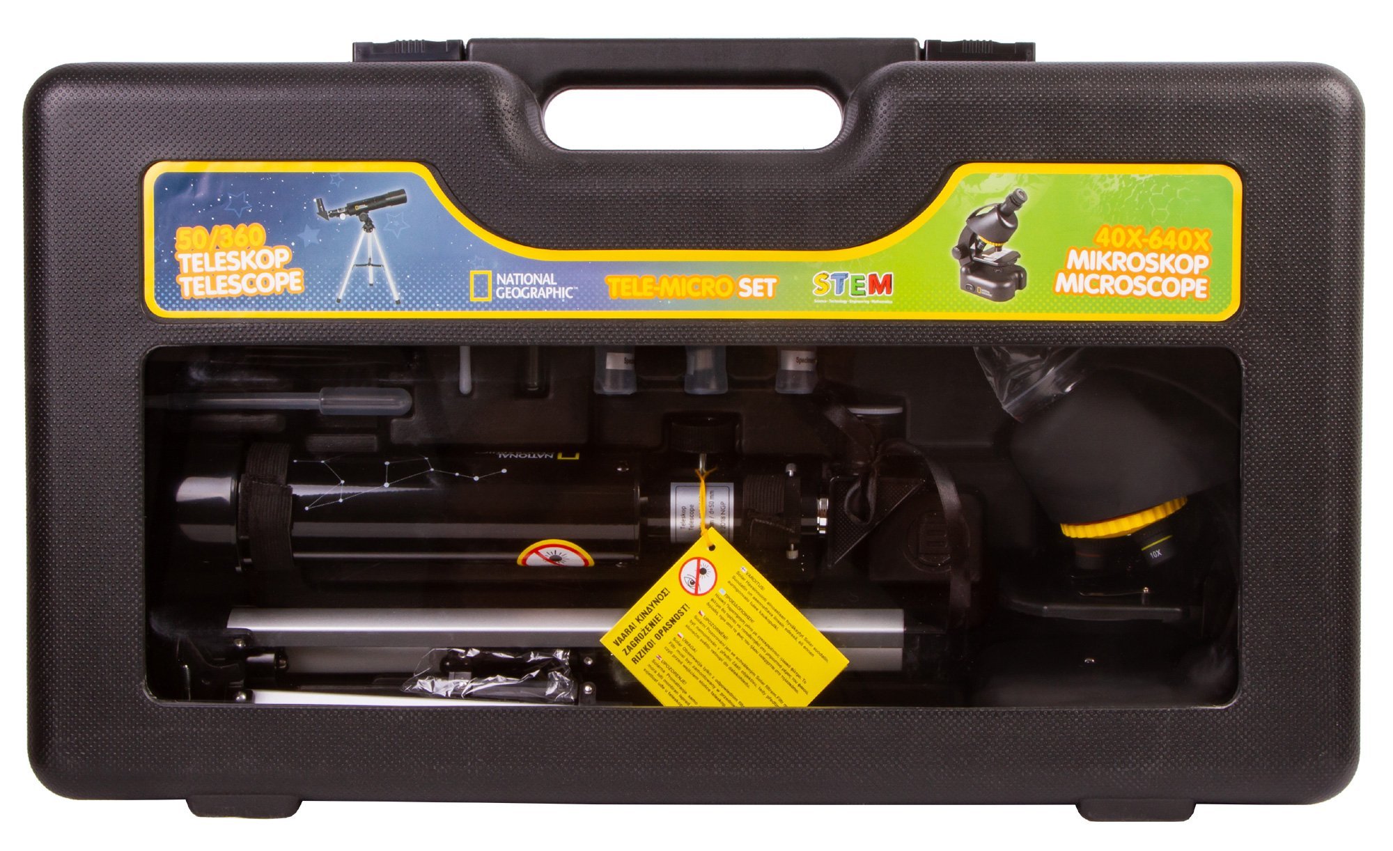 Bresser National Geographic Set: 50/360 AZ Telescope and 40x–640x Microscope