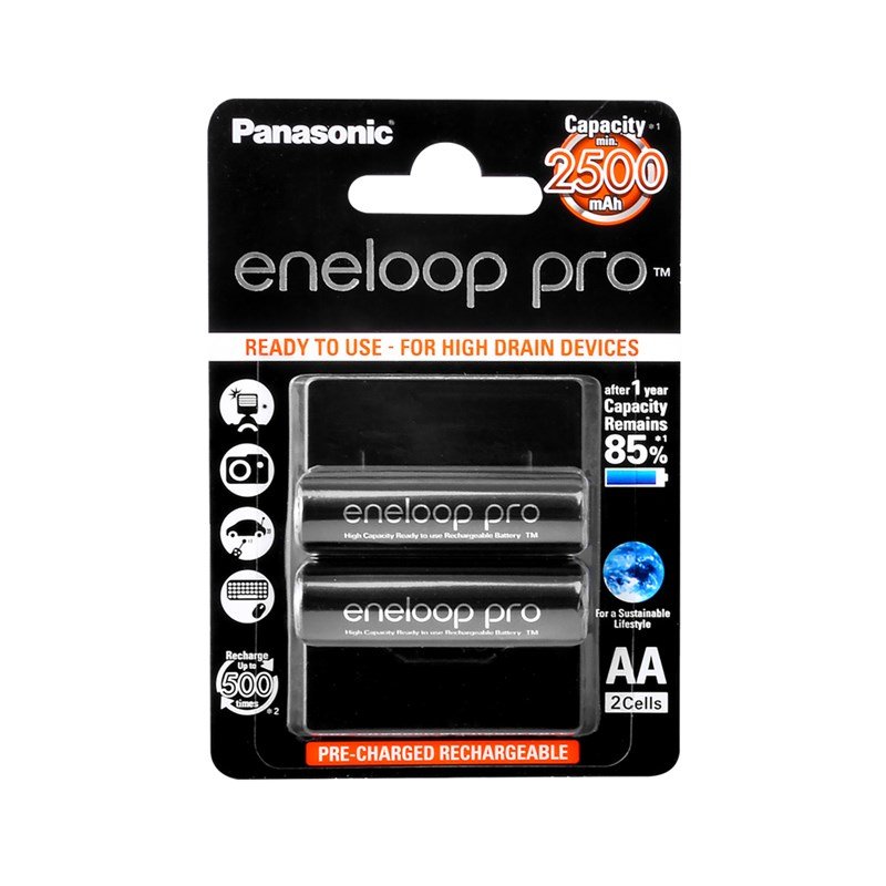 Panasonic Eneloop PRO BK-3HCDE/2BE - 1.2V 2500 mAh - Ni-Mh - AA - 2li Blister