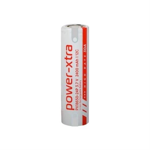 Power-Xtra PX18650-24P - 3.7V 2400 Mah Li-İon Şarjlı Pil - 12C - 30A (+ - Pinli)
