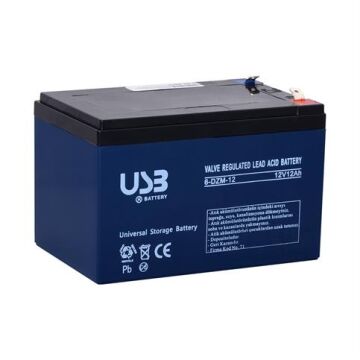 USB EV 6-DZM-12 12V 12 Ah Elektrikli Bisiklet Aküsü