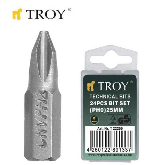 TROY 22206 Bits Uç Seti (Düz 4,5x25mm, 24 Adet)