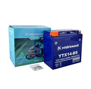 Yiğit 12V 14Ah (C10) Motosiklet Aküsü YTX14-BS