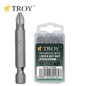 TROY 22229 Bits Uç Seti (PZ0x50mm, 12 Adet)