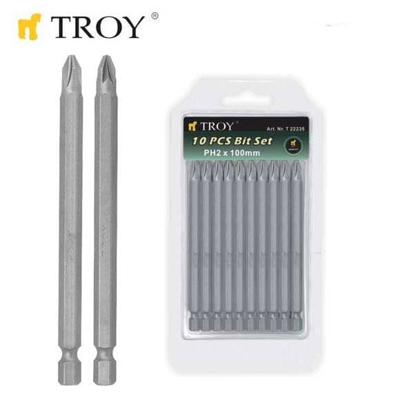 TROY 22236 Profesyonel Bits Uç Seti (PZ2x100mm, 10Adet)