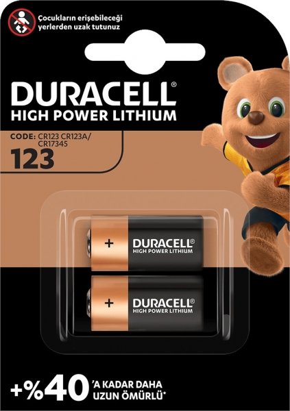 Duracell Lityum CR123A Pil 2li