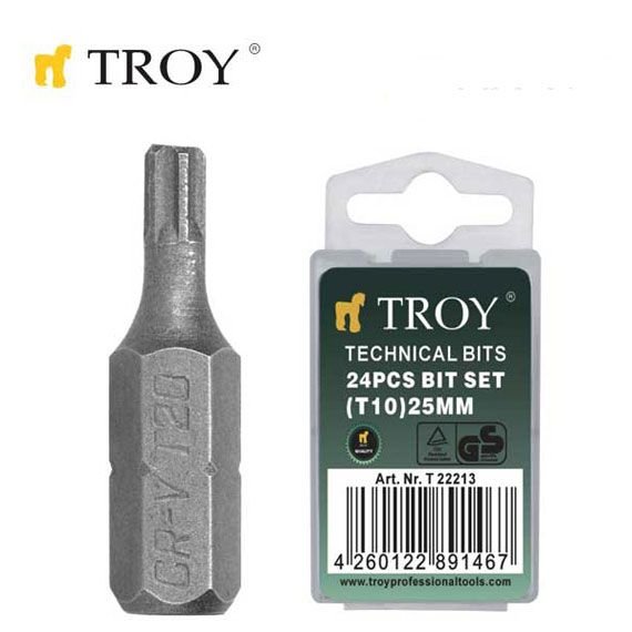 TROY 22212 Bits Uç Seti (PZ3x25mm, 24 Adet)