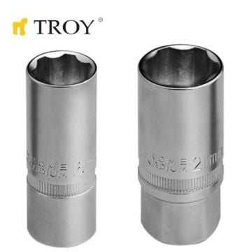 TROY 26126 1/2” Buji Lokması (Ölçü 21mm-Çap 27,8mm-Uzunluk 65mm)