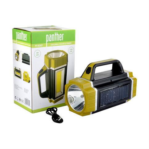 Panther PT-8207 Solar Şarjlı Ledli Işıldak El Feneri