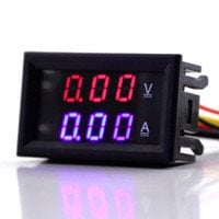 Arduino 0.28'' 100V 50A Çift LEDli Kırmızı Voltmetre ve Mavi Ampermetre