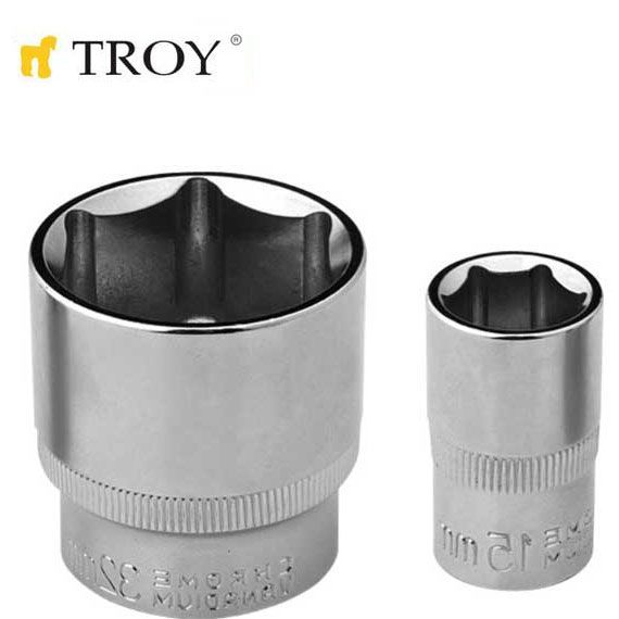 TROY 26181 1/2” Lokma (Ölçü 9mm-Çap 21,8-Uzunluk 38mm)  5 Adet
