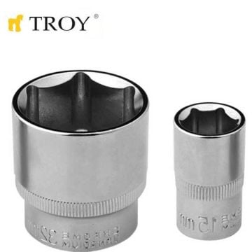 TROY 26181 1/2” Lokma (Ölçü 9mm-Çap 21,8-Uzunluk 38mm)  5 Adet